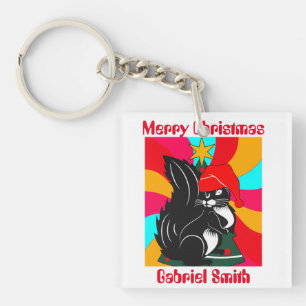 Porte-clés cadeau de noël d'écureuil, nom personnalisé