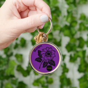 Porte-clés Cadeau de Sobriété Personnalisé Fleur Élégante