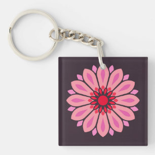 PORTE-CLÉS CADEAU FLEURS MODERNES COLORÉ POUR FILLE SOEUR MAM