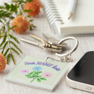 Porte-clés Cadeau floral personnalisé à l'aquarelle