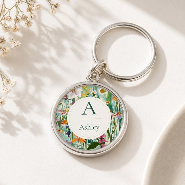 Porte-clés Cadeau Floral Personnalisé avec les Initiales du N (Créateur téléchargé)