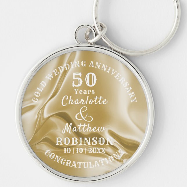 Porte-clés Cadeau Mariage 50e Anniversaire d'or personnalisé (Devant)