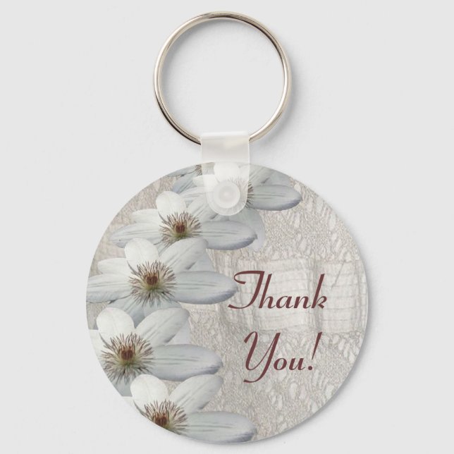 Porte-clés Cadeau Merci - Dentelle et fleurs Porte - clés (Recto)