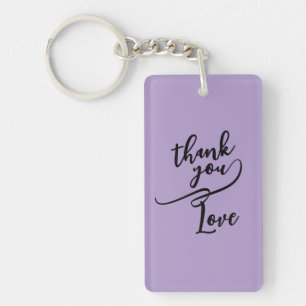 Porte-clés cadeau Merci écriture violette lavande