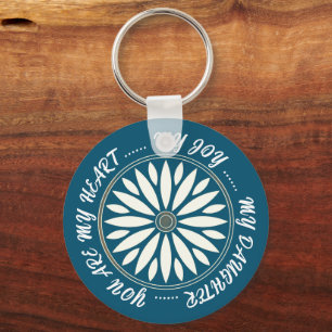 PORTE-CLÉS CADEAU MODERNE FLEUR DE MAMAN PAPA SOEUR FILS PATR