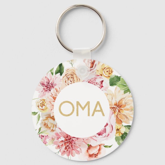 Porte-clés Cadeau Oma floral  (Recto)
