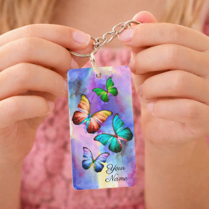Porte-clés Cadeau Papillon Coloré Aquarelle