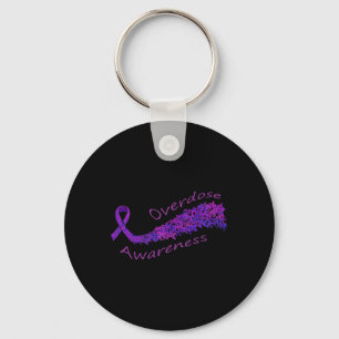 Porte-clés Cadeau Papillon Ruban Violet de Sensibilisation 