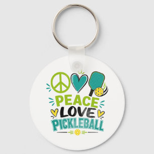 Porte-clés Cadeau Peace Love Pickleball pour les amateurs de