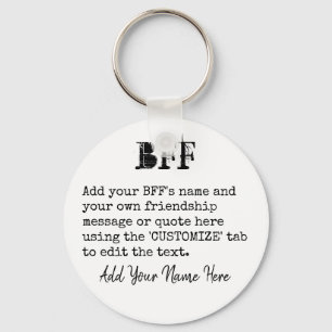 Porte-clés Cadeau personnalisé BFF Friends - Police de machin
