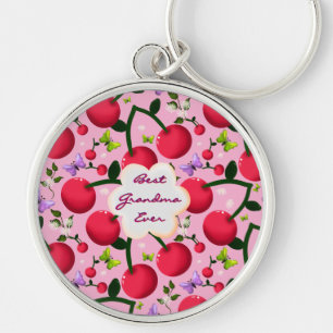 Porte-clés Cadeau personnalisé motif cerisier floral rose vif