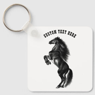 Porte-clés Cadeau Porte - clé Cheval Noir avec texte personna