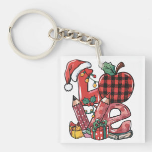 Porte-clés Cadeau pour Enseignant Joyeux Noël Amour