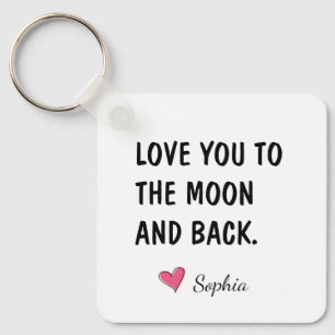 Porte-clés Cadeau pour fille Je t'aime jusqu'à la lune et ret