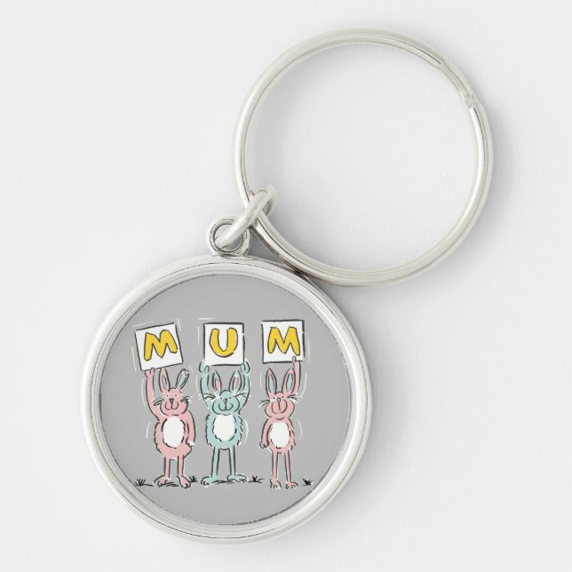 Porte-clés Cadeau pour maman Fun Rabbits Design Porte - clé (Devant)