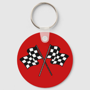 Porte-clés Cadeau ~ Ventilateurs de course Drapeaux à damiers