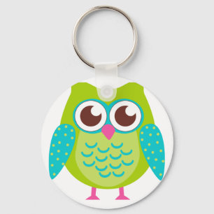 Porte-clés Cadeau vert de hiboux