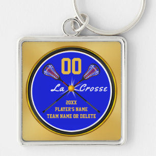 Porte-clés Cadeaux bleus de lacrosse d'or pour des aînés,