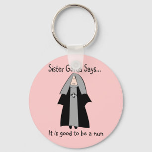 Porte-clés Cadeaux catholiques drôles de nonne, "soeur Gorda