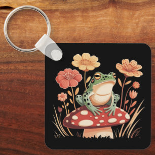 Porte-clés Cadeaux d'amoureux de grenouille botanique Fleur f