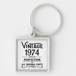 Porte-clés Cadeaux d'anniversaire vintages personnalisés noir