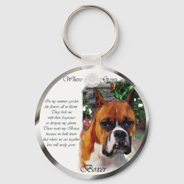 Porte-clés Cadeaux d'art de chien de boxer (Recto)