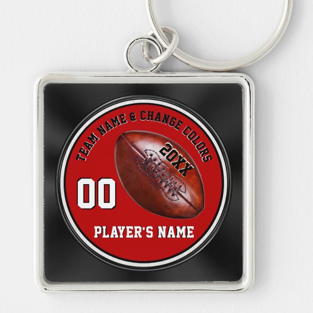 Porte-clés Cadeaux de football senior personnalisées Noir Rou (Devant)
