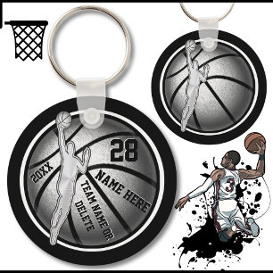 Porte-clés Cadeaux de l'équipe de basket-ball noir, argent, b