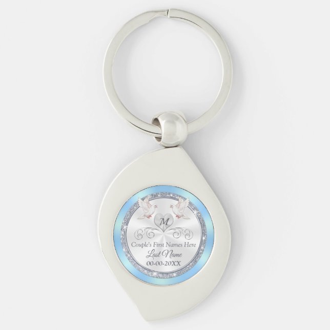Porte-clés Cadeaux de mariée monogrammes personnalisés (Devant)
