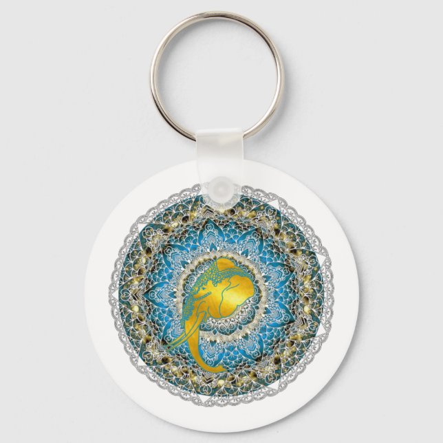 Porte-clés Cadeaux de pleine conscience Ganesha Mandala Eléph (Recto)