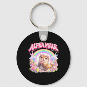 Porte-clés Cadeaux drôles de furet mignon floral arc-en-ciel