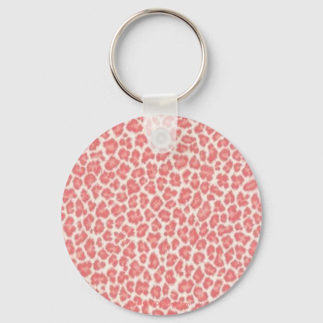 Porte-clés Cadeaux Empreintes de léopard roses et crème (Recto)