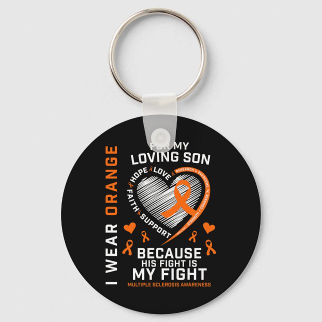 Porte-clés Cadeaux Vêtements Orange Fils Sclérose en plaques  (Recto)