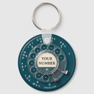 Porte-clés Cadran de téléphone rotatif sarcelle vintage
