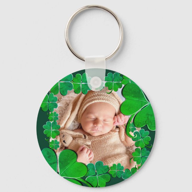 Porte-clés Cadre de trèfle à 4 feuilles+Porte - clé photo (Recto)