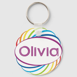 Porte-clés Cadre Olivia d'arc-en-ciel