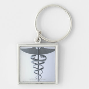 Porte-clés Caducée médical en métal