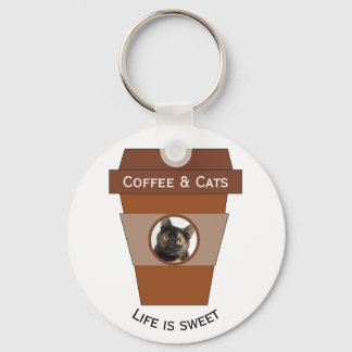 Porte-clés Café et chats personnalisables - La vie est douce