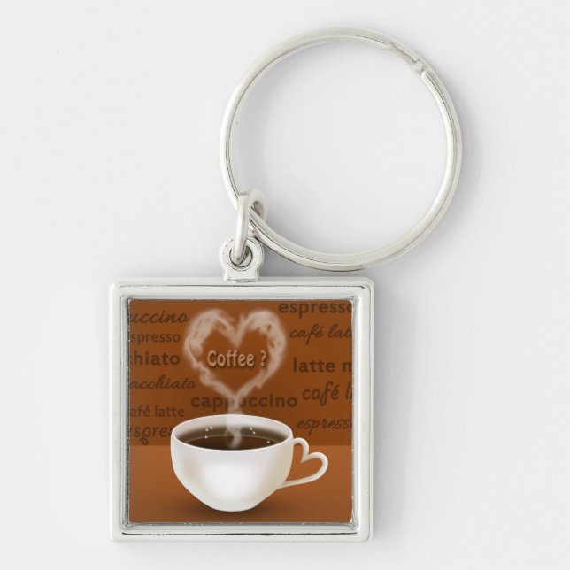 Porte-clés Café ? Fumée en forme de coeur (Devant)