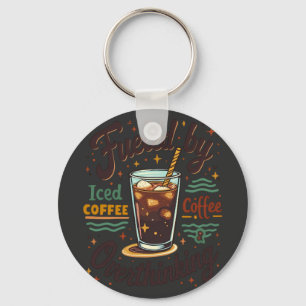 Porte-clés Café glacé rétro et graphique drôle de surpensée