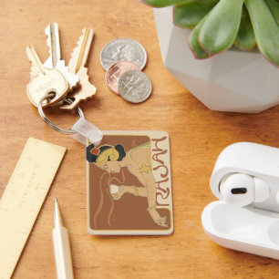 Porte-clés Café Rajah Art Nouveau vintage, Dame avec café