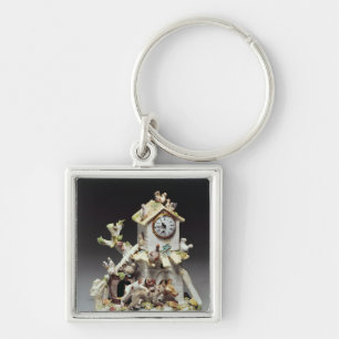 Porte-clés Caisse d'horloge de basse cour de porcelaine de