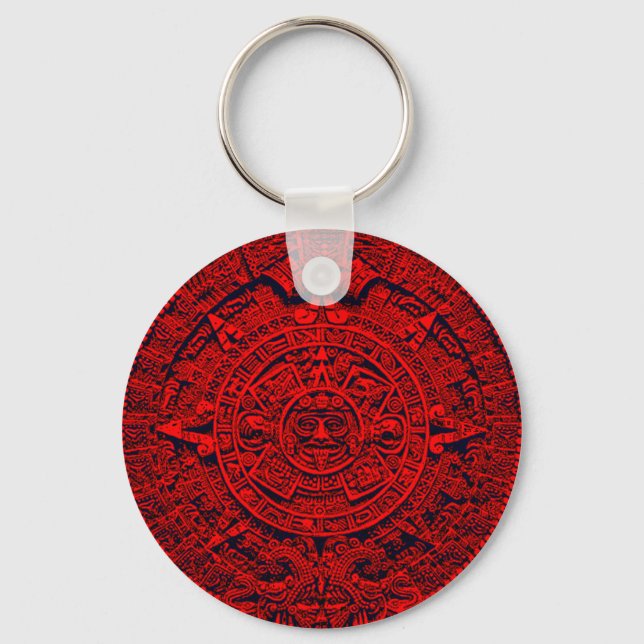 Porte-clés Calendrier aztèque - rouge (Recto)
