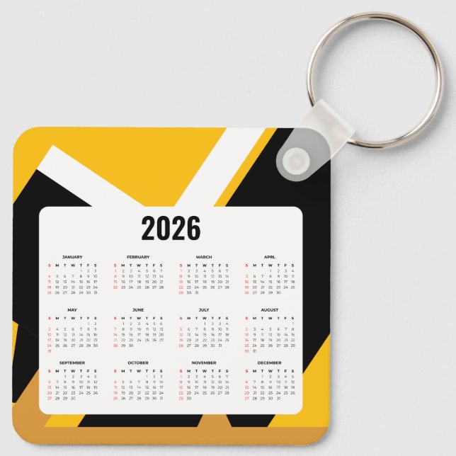 Porte-clés Calendrier immobilier Porte - clé 2026 | Noir & Or (Dos)
