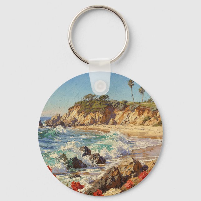 Porte-clés  California Beach | Impressionist Coastal Art (Recto)