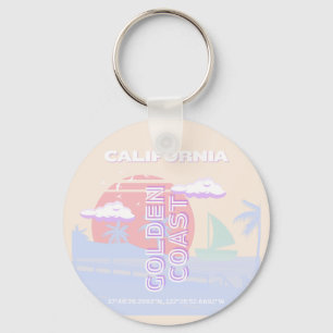 Porte-clés Californie, Plage, Art du voyage, Preppy, Pastel
