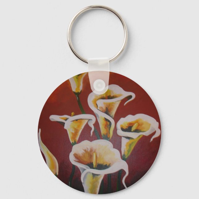 Porte-clés Calla Blanche Lit Des Fleurs De Coupe Artistique S (Recto)