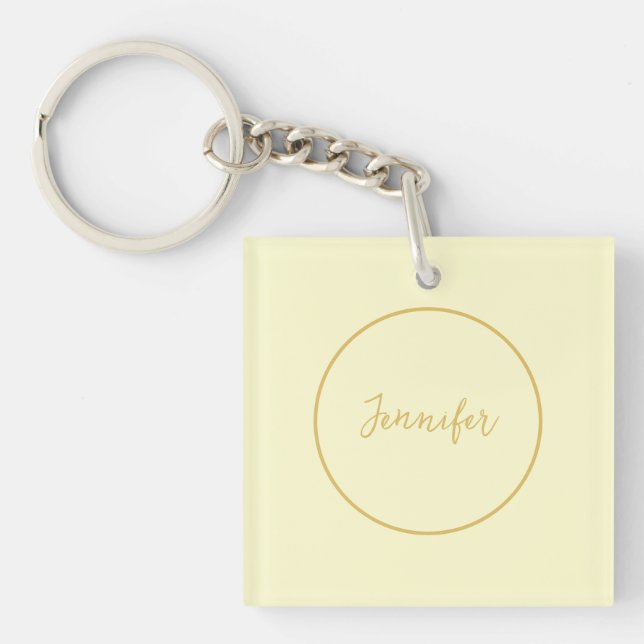 Porte-clés Calligraphie couleur or et crème moderne Plain uni (Devant)