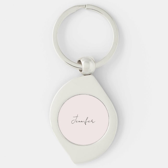 Porte-clés Calligraphie Élégant Couleur Pastel Simple Nom (Devant)