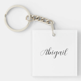 Porte-clés Calligraphie Elégant Noir Blanc Plaine Nom simple